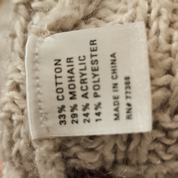 Cozy Women's Cardigan Open  Collar Sweater - Cream. Size med.cotton/,mohair - Picture 9 of 9